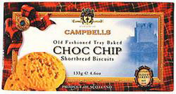 5010909002048 — Печенье песочное Shortbread Choc Chip с шоколадной стружкой "Сampbells", 133г