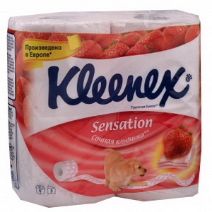 5029053541594 — Ароматизированная туалетная бумага Kleenex с ароматом клубники, 3 слоя, 4 рулона