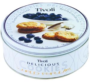 5776879011632 — Песочное печенье "Tivoli" с черникой и кокосом.