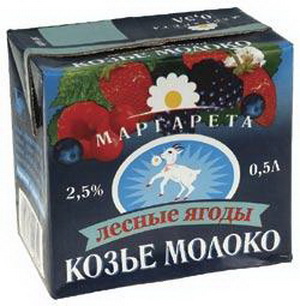 5998123100842 — Молоко козье МАРГАРЕТА лесные ягоды 2,5% 0,5л