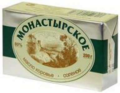 6408432060731 — Масло сладкосливочное соленое "Монастырское" 80%, 200г