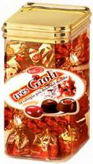8003535005290 — Конфеты покрытые горьким шоколадом с ликером и вишней tres Gioli "Witor`s" в пластиковой коробке, 350г