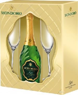 8004160333017 — Вино игристое Mondoro Asti белое сладкое 0.75 л 7.5% + 2 бокала 