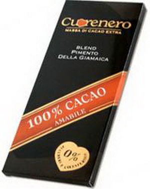 8019552004178 — Горький шоколад c душистым ямайским перцем Blend Pimento Della Giamaica 100% cacao "Cuorenero", 100г