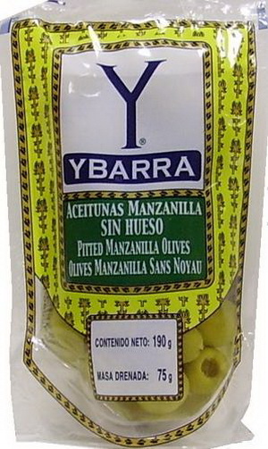 8410086662054 — Оливки YBARRA зеленые без косточек п/э, 190г. 