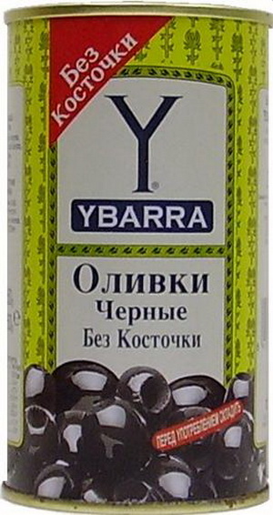 8410086692020 — Оливки YBARRA черные без косточки ж/б, 350г.