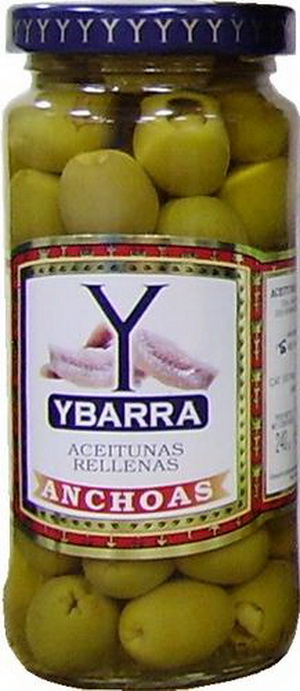 8410086973471 — Оливки YBARRA зеленые с анчоусом с/б, 240г.