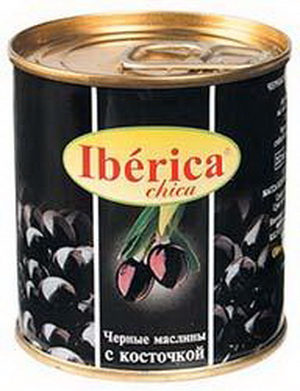 8410862002285 — Маслины черные IBERIKA-чика с косточкой ж/б, 210г