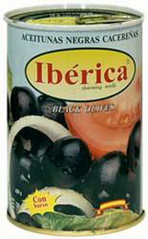 8410862040168 — Маслины черные с косточкой IBERIKA ж/б, 390г