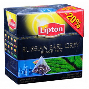 8722700475811 — Чай черный байховый ароматизированный "Lipton" Russian Earl Grey с цедрой цитрусовых сорт высший, 36г (20 пакетиков по 1,8г)