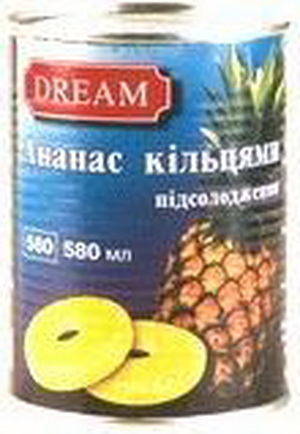 8852529135099 — Ананас кольцами DREAM ж/б, 580мл