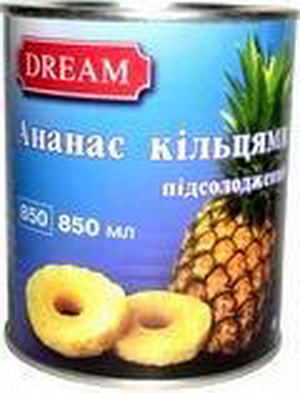 8856696300052 — Ананас кольцами DREAM ж/б, 850мл