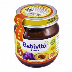9007253102247 — Пюре "Bebivita" Слива ст/б 100гр (с 5 месяцев)