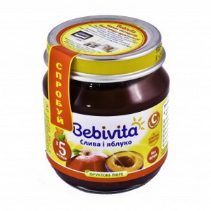 9007253102292 — Пюре "Bebivita" Слива+яблоко ст/б 100гр (с 5 месяцев)